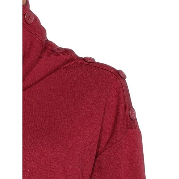 XXL (20) Split Neck Tunic Sweater Rose Wine Red Button Neck - Picture 6 of 7